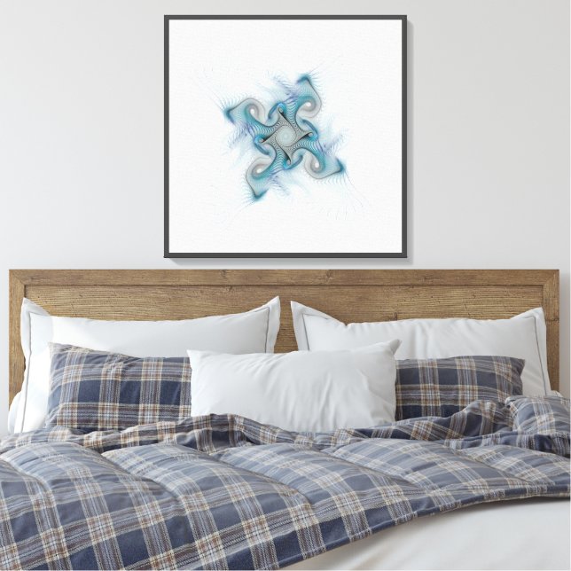Feathered Nest Fractal Teal ID715 Canvas Print (Insitu(Bedroom))