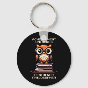 Feathered Philosopher Unlocked Owl Retro Gamer Key Ring