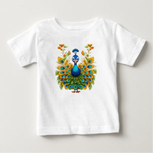 Feathered Spectrum: Peacock Ensemble Extravaganza Baby T-Shirt