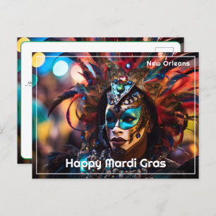 💚💜💛Feathered Splendour: Mardi Gras Opulence Postcard