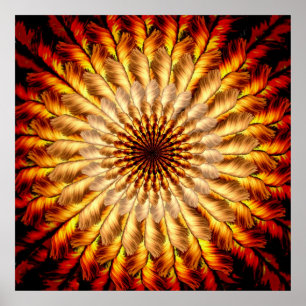 Feathered Sun Mandala Poster