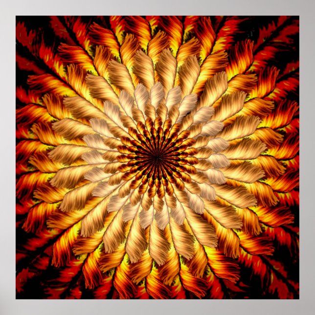 Feathered Sun Mandala Poster (Front)