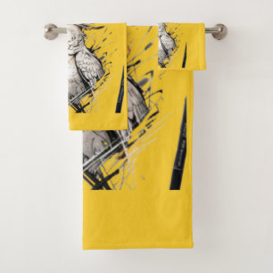 Feathered Sunbeam   Cockatiel Art Print Bath Towel Set
