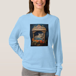 Feathered Tabby in Decorative Box and Flowers T-Shirt