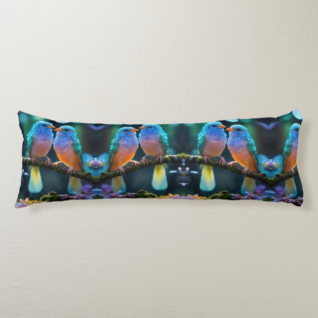 Feathered Tranquillity: Birds Design Body Pillow (Front)
