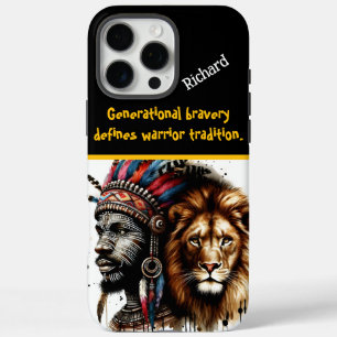 Feathered warrior with a lion iPhone 16 pro max case