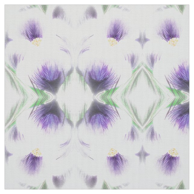 Feathered White Crocus Fabric (Swatch)