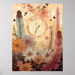 Feathered Wildflowers Poster