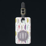 Feathers and Arrows Monogram Luggage Tag<br><div class="desc">A gift featuring a pattern of feathers and arrows.  Personalise with your monogram.</div>