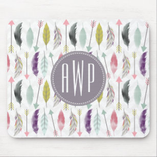 Feathers and Arrows Monogram Mouse Mat