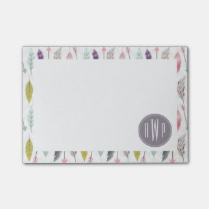 Feathers and Arrows Monogram Post-it Notes