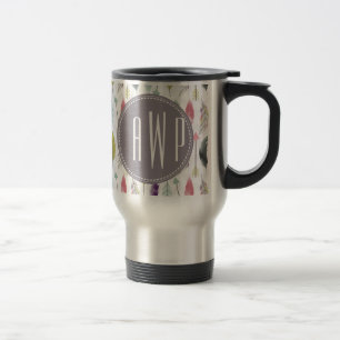 Feathers and Arrows Monogram Travel Mug