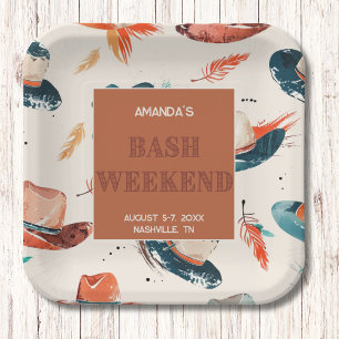 Feathers and Fedoras Bash Bachelorette Weekend Paper Plate