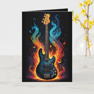 Feathers And Flames Electric Bass Guitar Blank Card
