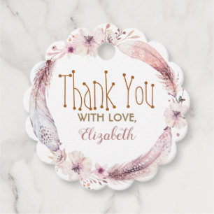 Feathers and Flowers Wreath Favour Tags