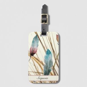 Feathers and grass, customisable        luggage tag