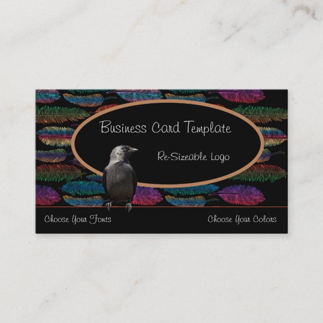 Feathers and Raven Logo Business Card (Front)