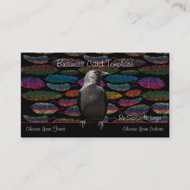 Feathers and Raven Logo Business Card (Front)