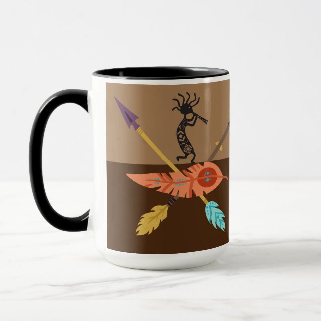 Feathers and Southwest Kokopelli Mug (Left)