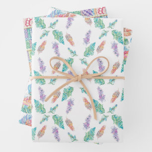 feathers and stuff wrapping paper sheet