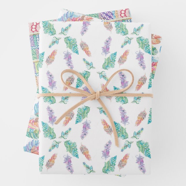 feathers and stuff wrapping paper sheet (In situ)