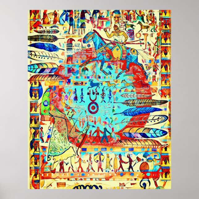 Feathers and Warriors pattern Poster (Front)