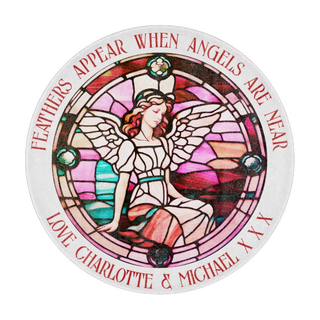 Feathers Appear When Angels Are Near Stained Glass Cutting Board (Front)