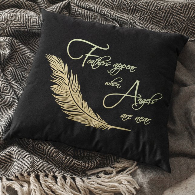 Feathers Appear When Angels Are Near Throw Pillow (Creator Uploaded)