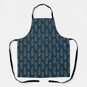 FEATHERS BLUE AND YELLOW PATTERN APRON