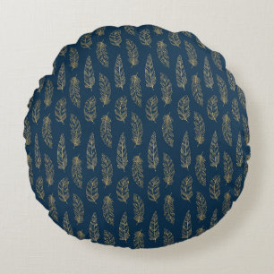 FEATHERS BLUE AND YELLOW PATTERN CUSHION