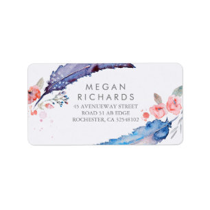 Feathers Bohemian Romantic Wedding Label