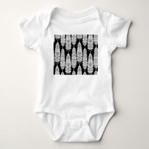 Feathers boho: black and white pattern baby bodysuit