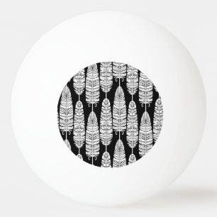 Feathers boho: black and white pattern ping pong ball