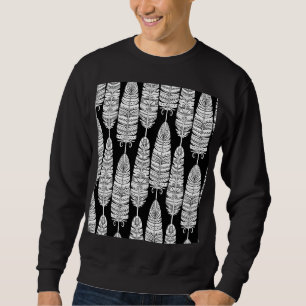 Feathers boho: black and white pattern sweatshirt