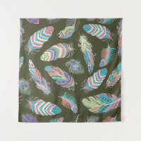 Feathers Boho Seamless Pattern. Tribal Ethnic Back