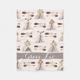Feathers Boho watercolor customised blanket