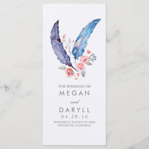 Feathers Boho Wedding Programs Programme