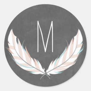 Feathers + Chalkboard Monogram Sticker