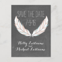 Feathers + Chalkboard Wedding Save The Date