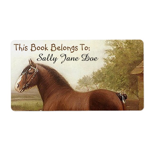 Feathers Clydesdale Draught Horse Bookplates Label (Front)