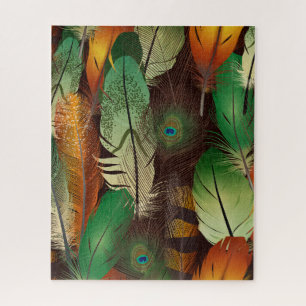Feathers , Colorful Peacock Pattern Jigsaw Puzzl Puzzle