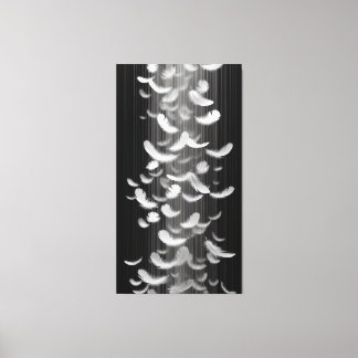 Feathers float against a dim background canvas print