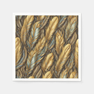Feathers Golden Silver Art  Napkin