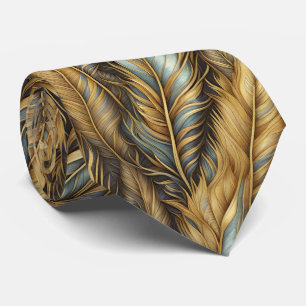 Feathers Golden Silver Art  Tie