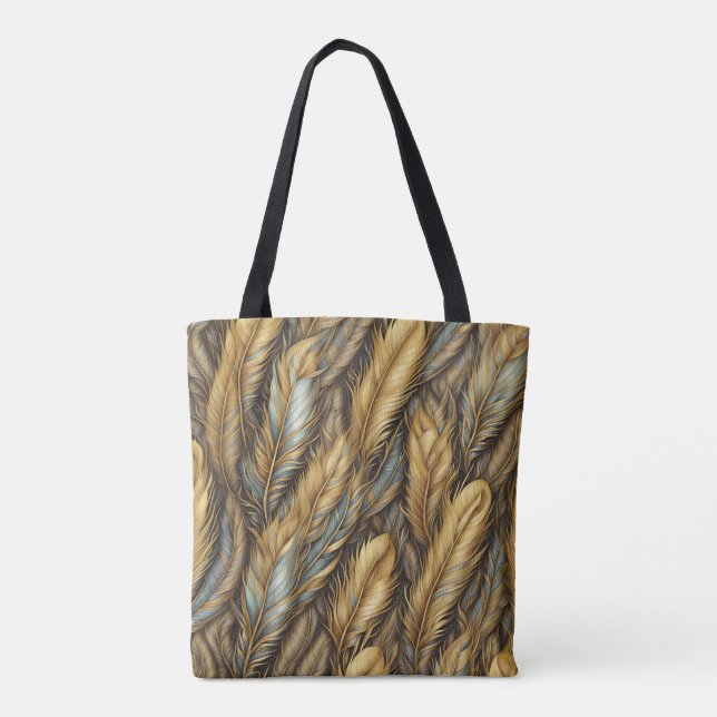 Feathers Golden Silver Art  Tote Bag (Back)