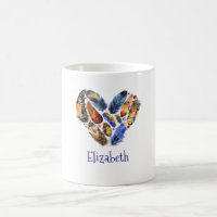 Feathers In A Heart Shape Watercolor Personalised