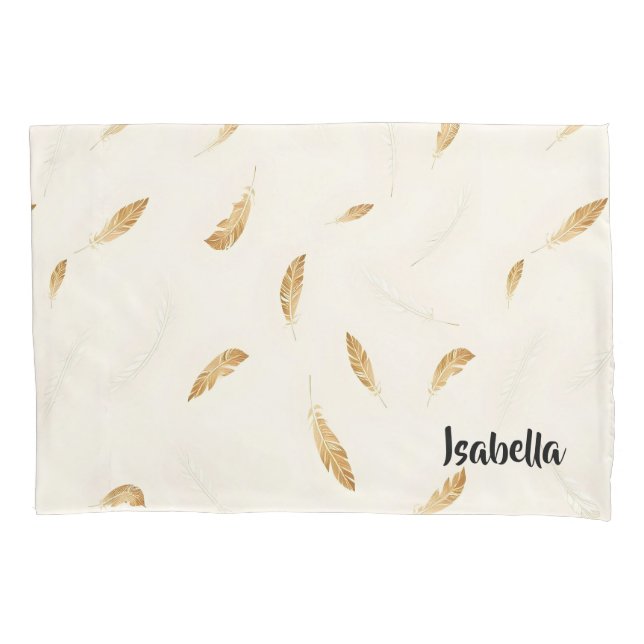 Feathers Luxury Modern Boho Collection Pillowcase (Front)