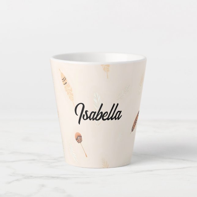Feathers Luxury Popular Boho Collection Latte Mug (Front)
