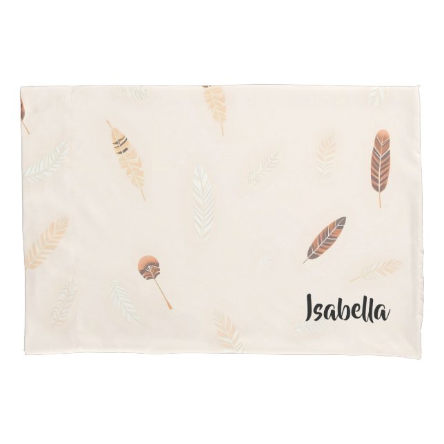 Feathers Luxury Popular Boho Collection Pillowcase (Front)