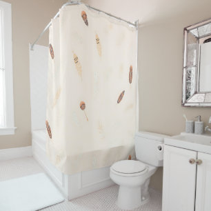 Feathers Luxury Popular Boho Collection Shower Curtain